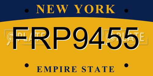 FRP9455 New York License Plate