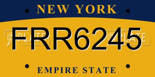 FRR6245 New York License Plate
