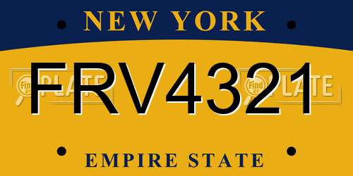 FRV4321 New York License Plate