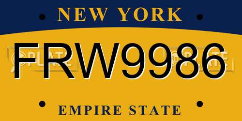 FRW9986 New York License Plate