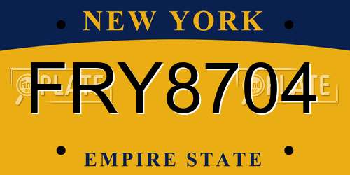 FRY8704 New York License Plate