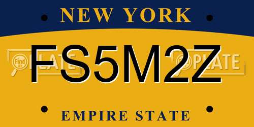 FS5M2Z New York License Plate