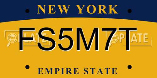 FS5M7T New York License Plate