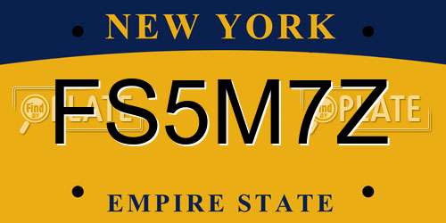 FS5M7Z New York License Plate