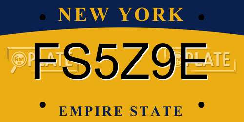 FS5Z9E New York License Plate