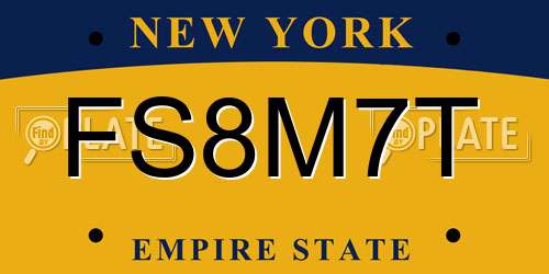 FS8M7T New York License Plate