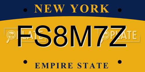 FS8M7Z New York License Plate