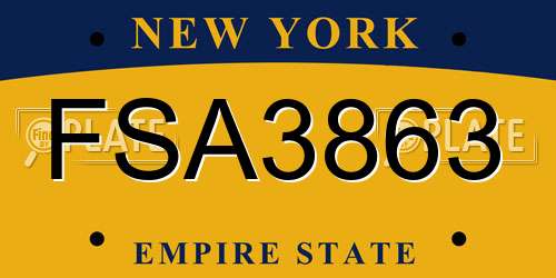 FSA3863 New York License Plate