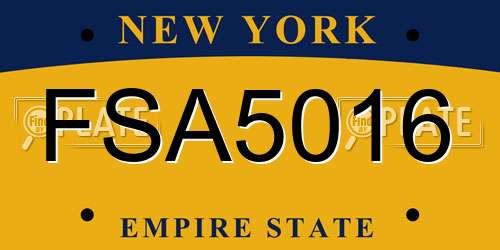 FSA5016 New York License Plate