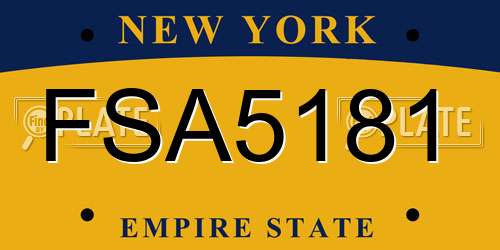 FSA5181 New York License Plate