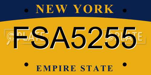 FSA5255 New York License Plate