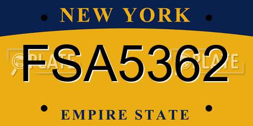 FSA5362 New York License Plate