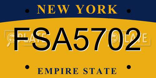 FSA5702 New York License Plate