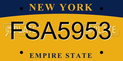 FSA5953 New York License Plate