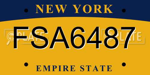 FSA6487 New York License Plate