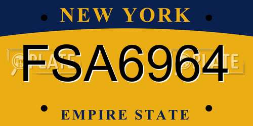 FSA6964 New York License Plate