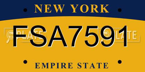FSA7591 New York License Plate