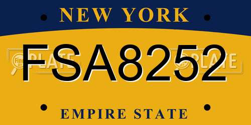 FSA8252 New York License Plate