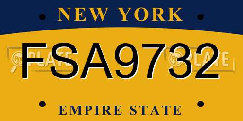 FSA9732 New York License Plate