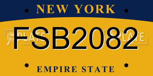 FSB2082 New York License Plate
