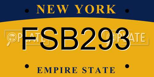 FSB293 New York License Plate