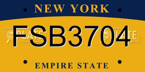 FSB3704 New York License Plate