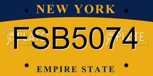 FSB5074 New York License Plate