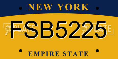 FSB5225 New York License Plate