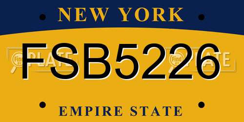 FSB5226 New York License Plate