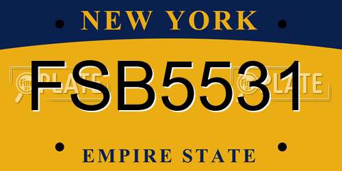 FSB5531 New York License Plate