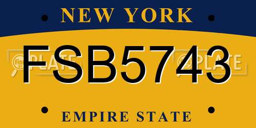 FSB5743 New York License Plate