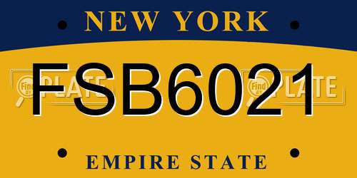FSB6021 New York License Plate