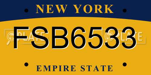 FSB6533 New York License Plate