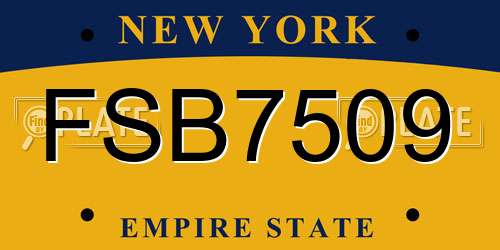 FSB7509 New York License Plate