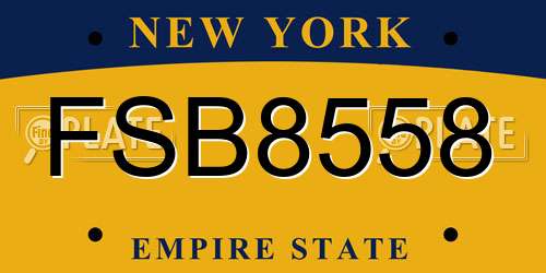 FSB8558 New York License Plate
