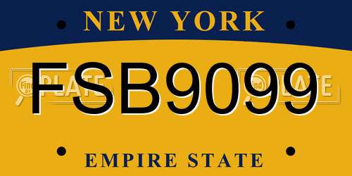 FSB9099 New York License Plate
