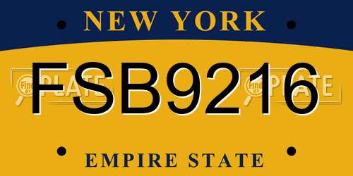 FSB9216 New York License Plate