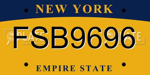 FSB9696 New York License Plate
