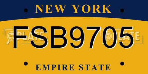 FSB9705 New York License Plate