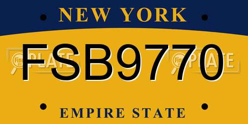 FSB9770 New York License Plate
