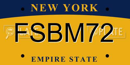 FSBM72 New York License Plate