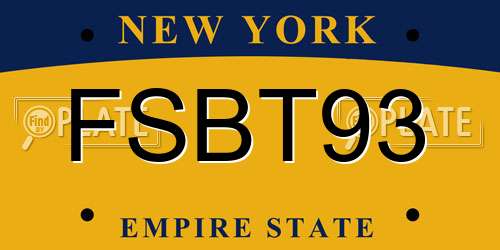 FSBT93 New York License Plate