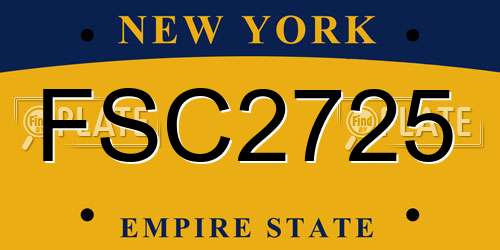 FSC2725 New York License Plate