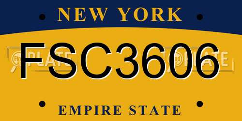 FSC3606 New York License Plate