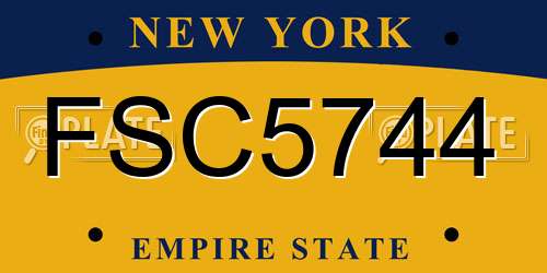 FSC5744 New York License Plate