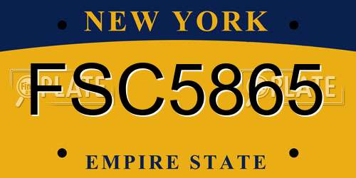 FSC5865 New York License Plate