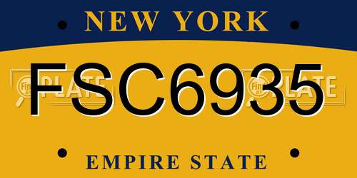 FSC6935 New York License Plate