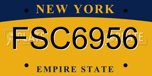 FSC6956 New York License Plate