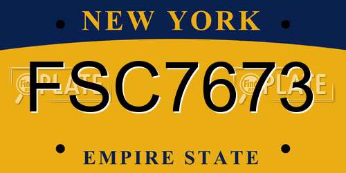 FSC7673 New York License Plate