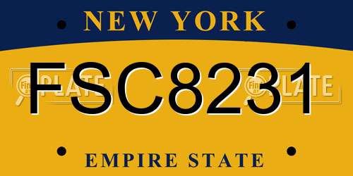 FSC8231 New York License Plate